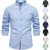 Herren Business Casual Langarmhemd Baumwolle Leinen Farbe für den Alltag