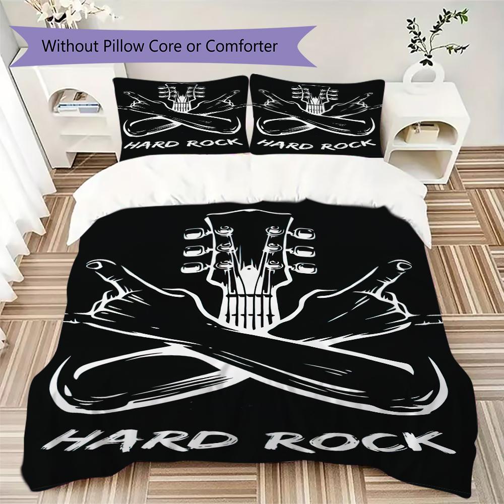 1PC Musical Elements Bedding Quilt Set Quilt Cover Pillowcase Home Decoration Birthday Gift (1 * Duvet Cover + 2 * Pillowcase, Without core)A18