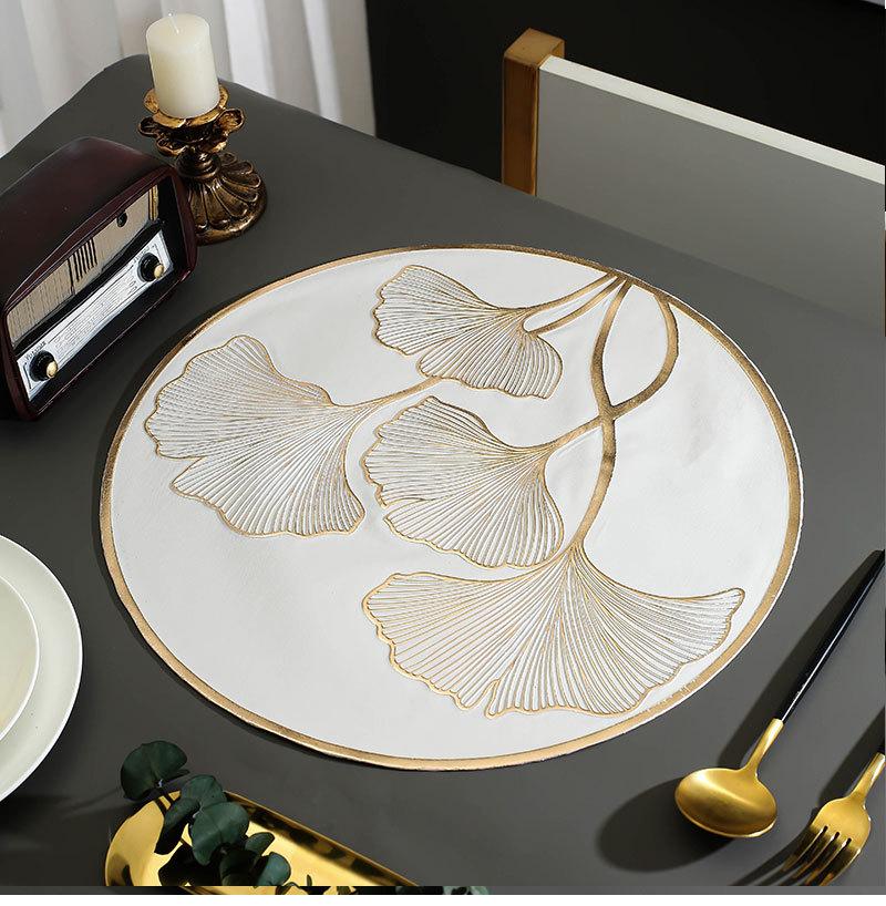 6/4pcs Ginkgo Leaf Round Placemats Nordic