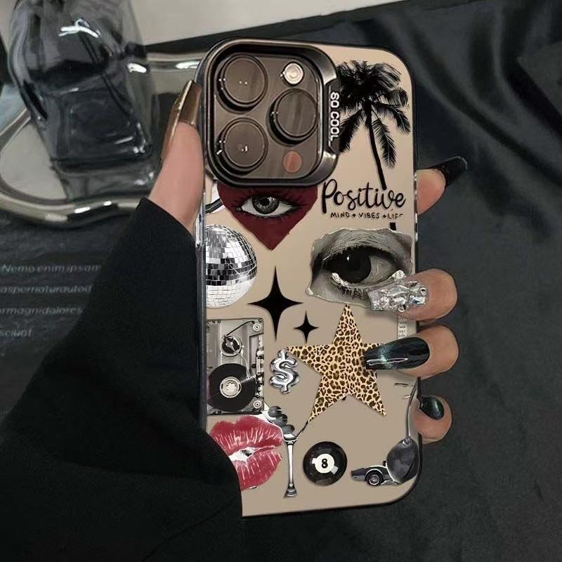 Red lip leopard print star case for Apple iPhone 15, 17, 16, premium, trendy, fashionable. iPhone 7