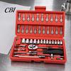 Automotive Repair Tools Professional Socket Wrench Set, Cr-V Steel Alloy Ratchet/Hex Multi-Bit Tool Portable Box Kit with Storage Case for Home