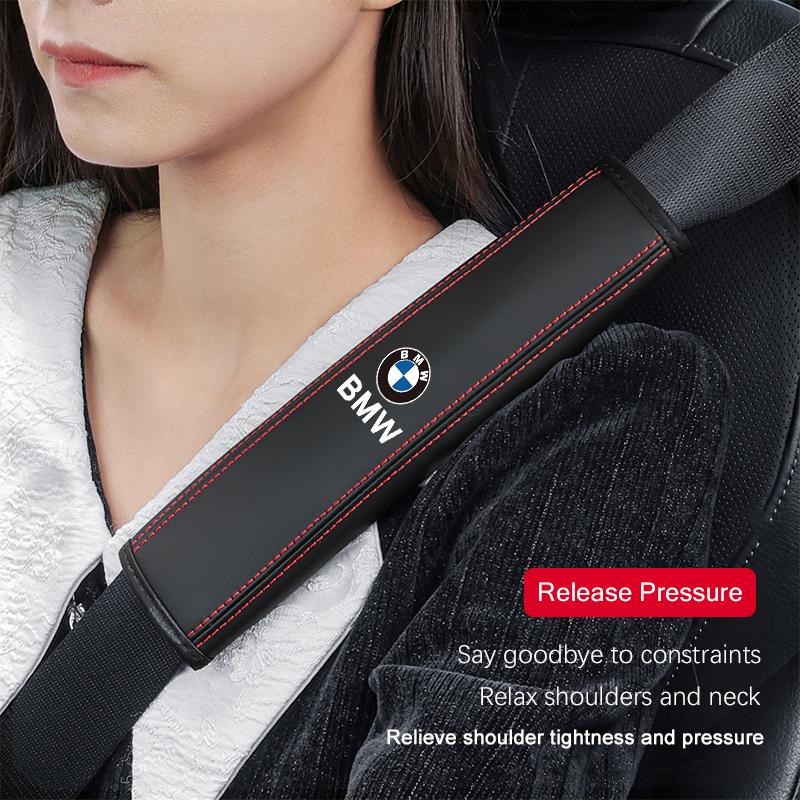 Car Seat Belt Cushion Safety Belt Leather Shoulder Protector Pad For BMW E46 E90 E60 F30 F10 E39 E36 F20 G20 G30 E92 E87 E91 X5 VM4