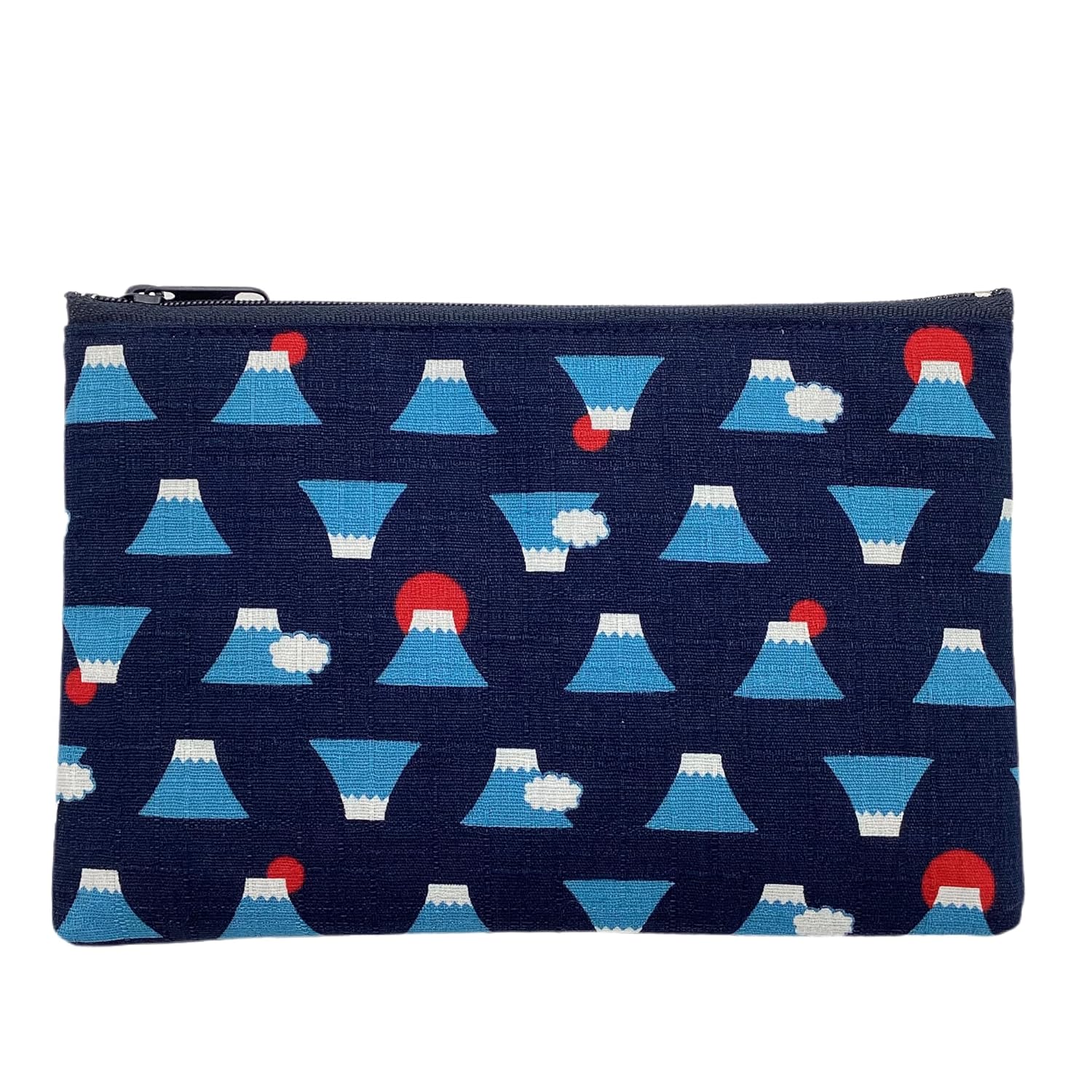 Kyosuke Japan-made cotton pouch cosmetics makeup approximately 19cm12.5cm Fuji travel small items flat Mt. pattern navy traditional design