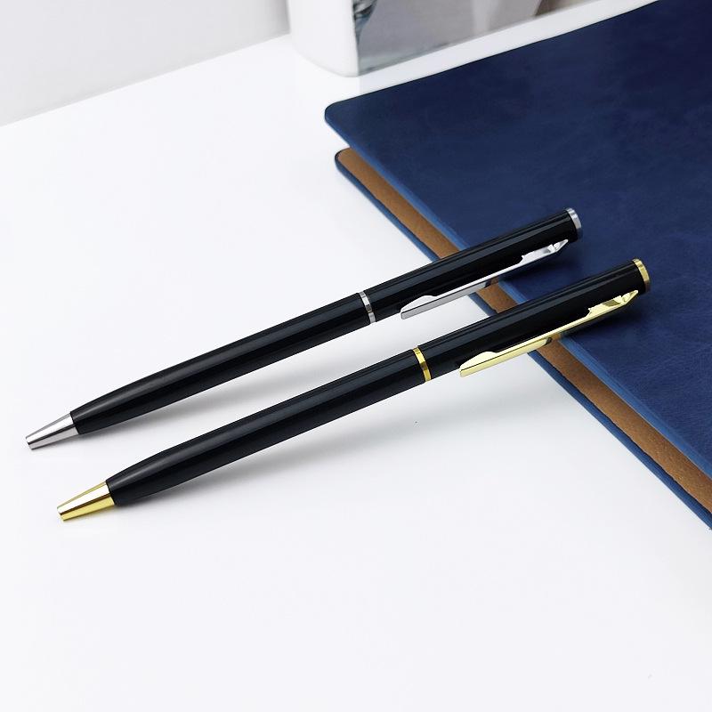 Slender Stylish Twist-Action Business Ballpoint Pen - Customizable Metal, Black, Ideal for Promotional Campaigns