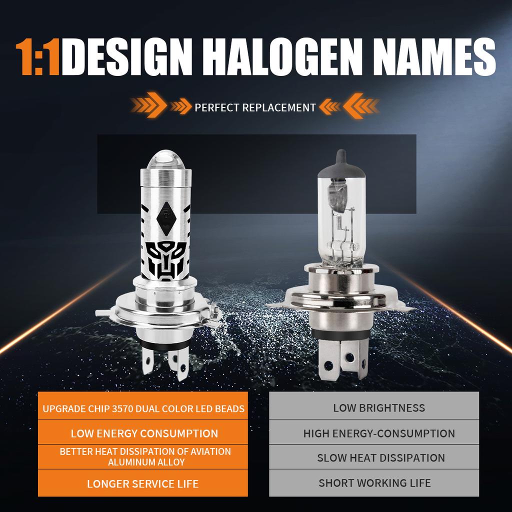 1pc H4 LED Dual Color Motorcycle Headlight H6 BA20D S2 P15D H6 12V Led Lens White Yellow Hi Lo Beam Moto Scooter ATV Accessories