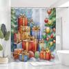 "Yuzhiyu Christmas Gift & Tree Shower Curtain - Polyester, Water-Resistant, 12 Hooks, Machine Washable, Digital Print
