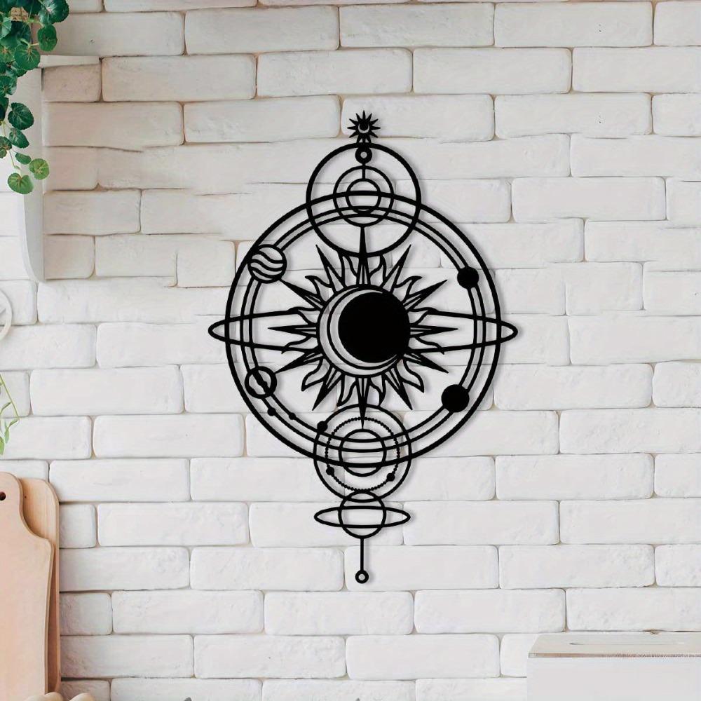 Arte de Pared Metálico Plano 2D Mural de Planeta para Interior Exterior Sala de Estar Terraza Balcón Decoración de Valla de Jardín