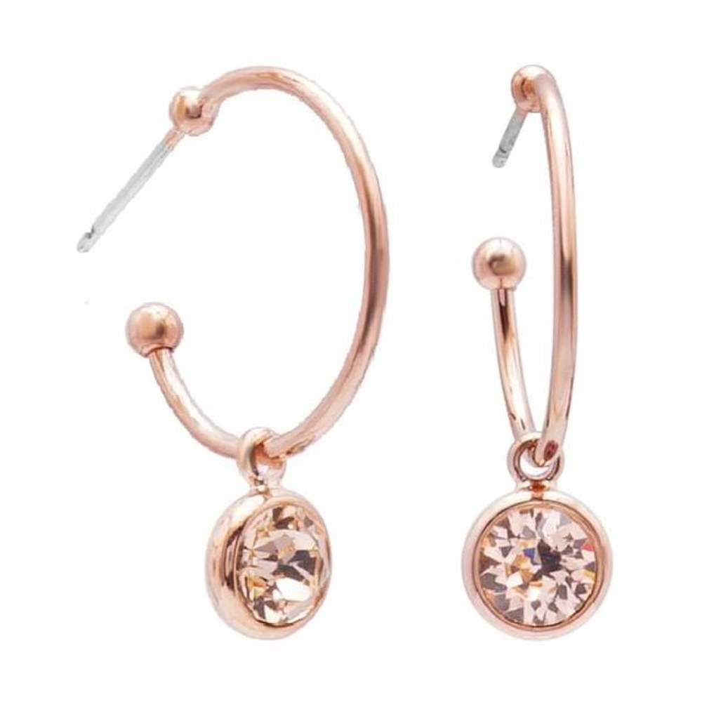 E374 Austrian Crystal Rose Gold Earrings - Peach