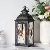 Vintage Black Metal Lantern with Hanging Top Candle Lantern for Home Wedding Decor
