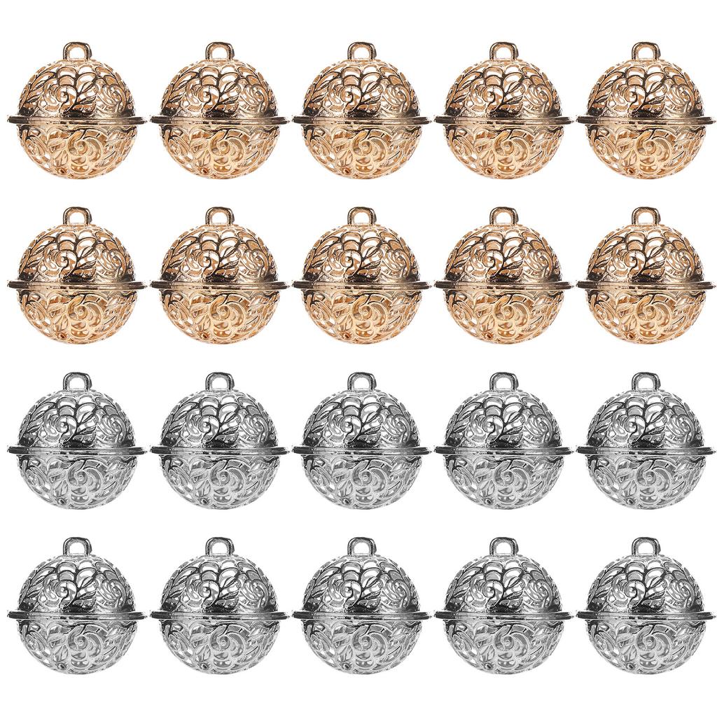 20Pcs Metal Christmas Jingle Bells Hollow Pendant DIY Craft Bells for Festival Decor Party Supplies Christmas Tree Ornament