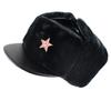 Winter Warm Faux Fur Trapper Hat With Soviet Emblem PU Leather Cap Men Women Skiing Snowboarding Cold Weather Protection
