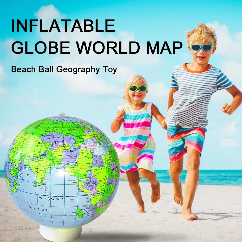 16 Inch (30cm) Inflatable Globe Beach Ball Map Geography Educational Toy Kids Teaching Prop Pool Water Toy Perfect Birthday Gift