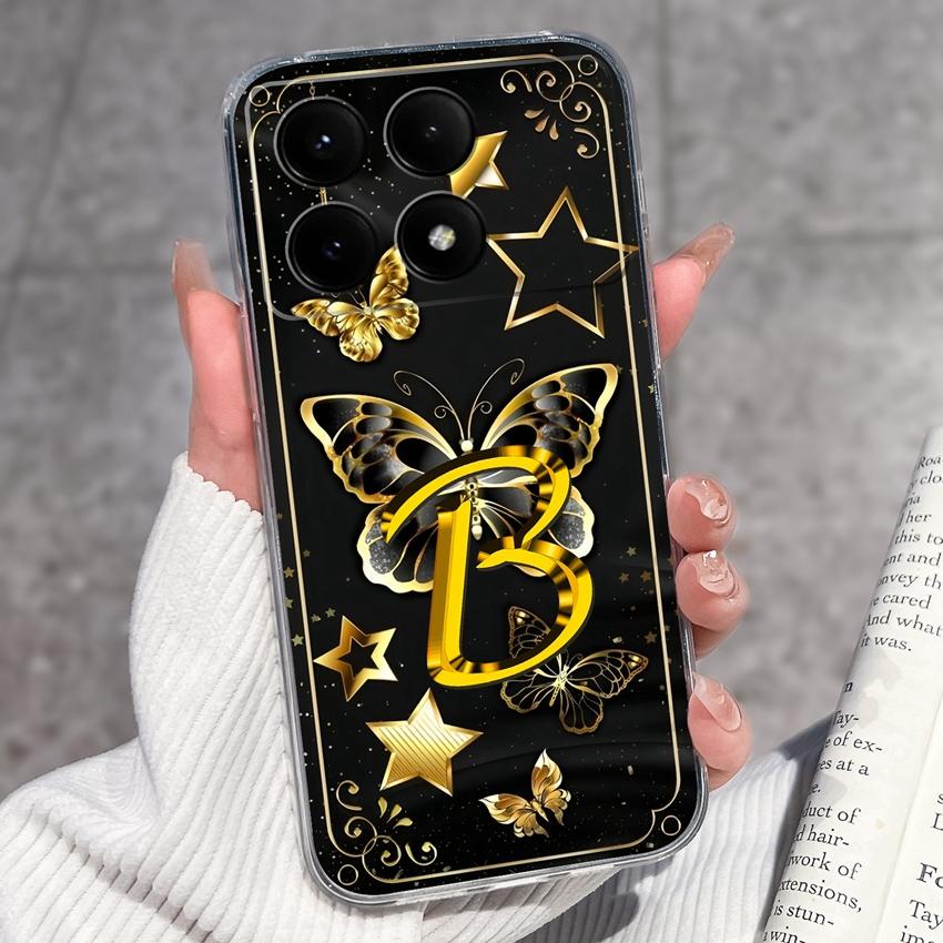 Casing For Redmi K70 K80 K60 K50 K40 K30 K20 Pro K70e K60e K90 Pro Max Phone Case Premium Letters Pattern Transparent TPU Back Cover For Redmi Housing