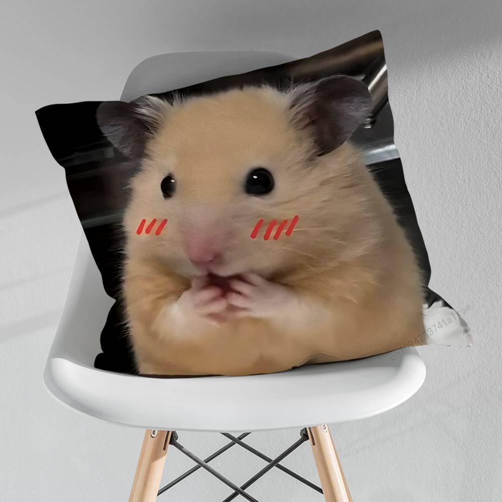 Hamster Lustig Traurig Meme Kissen über Wohnzimmer Sofa Kissenbezug Heimdekoration Schlafzimmer Zimmer Bett Kissenbezug