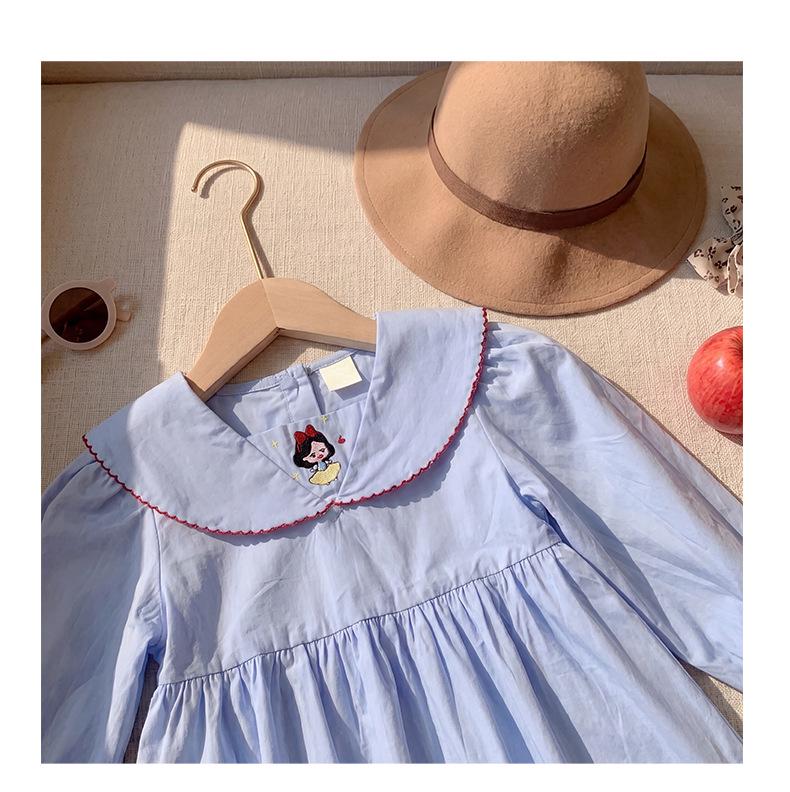 2026 Autumn Girls' Cartoon Princess Embroidery Dress with Doll Collar