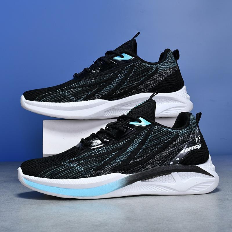 New sports shoes running shoes flying woven breathable running shoes soft sole light men's shoes young and young color matching men's shoes