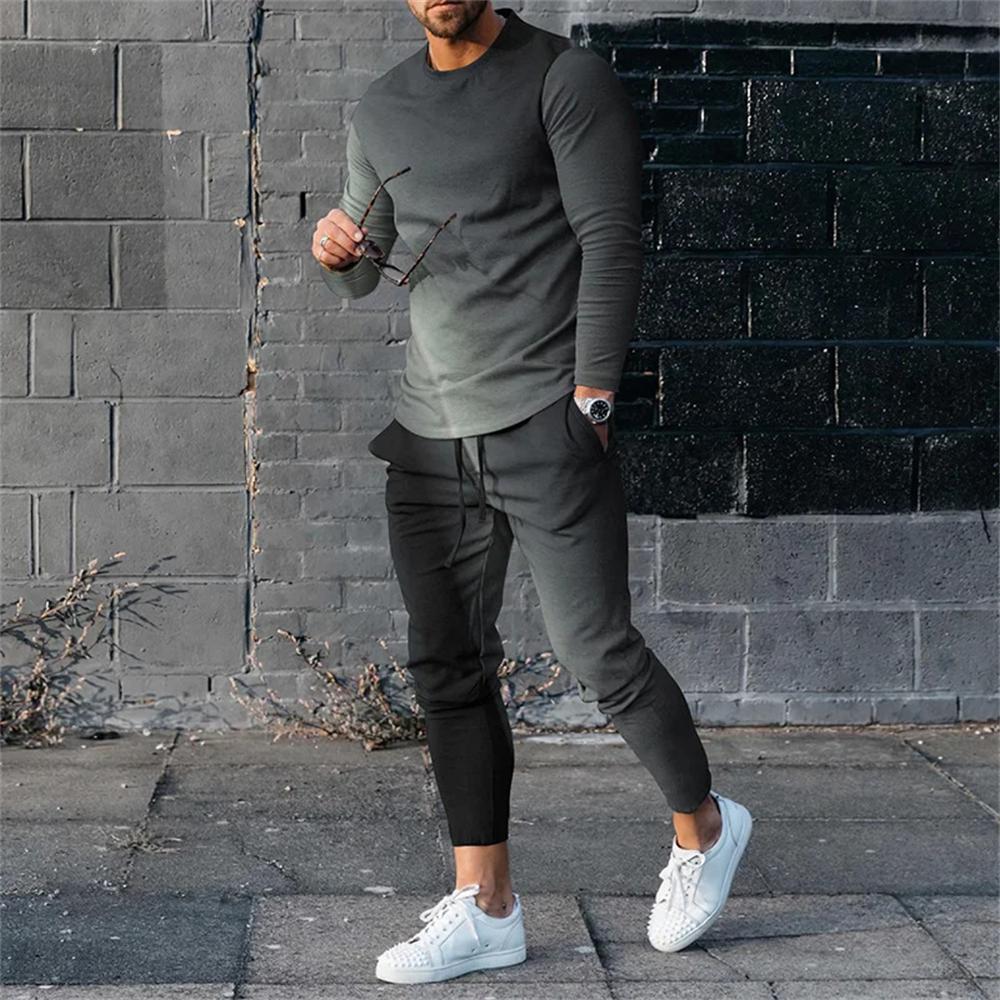 

Мужские спортивные костюмы с 3D-принтом, мужские свободные футболки с длинным рукавом, брюки, спортивный костюм, модные повседневные уличные топы, комплекты из 2 предметов 3XL