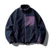 Unisex Outdoor Color Block Fleece Hiking Jacket with Stand Collar