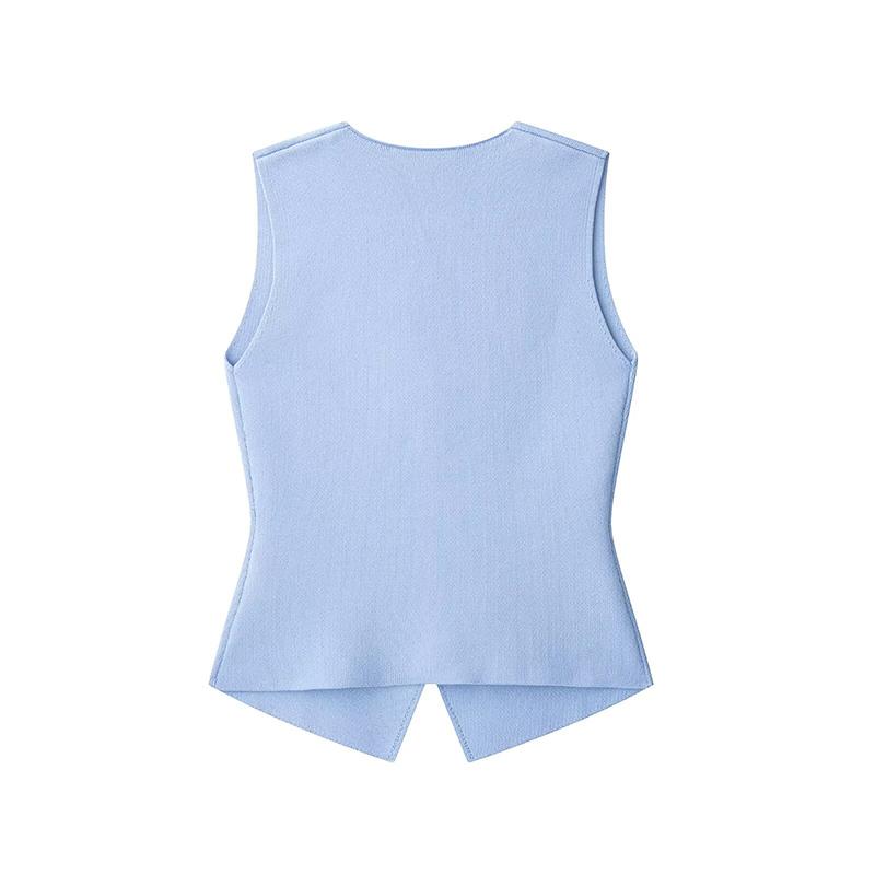 Willshela Moda Femenina Chaleco de Punto Liso de un Solo Botón Tops sin Mangas Vintage Cuello en V Chic para Dama