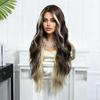 28in Long Wavy  Wigs Natural Highlight Platinum Heat Resistant Synthetic Fiber Women Body Wave Curly Wigs for Christmas Daily Party Daily Used