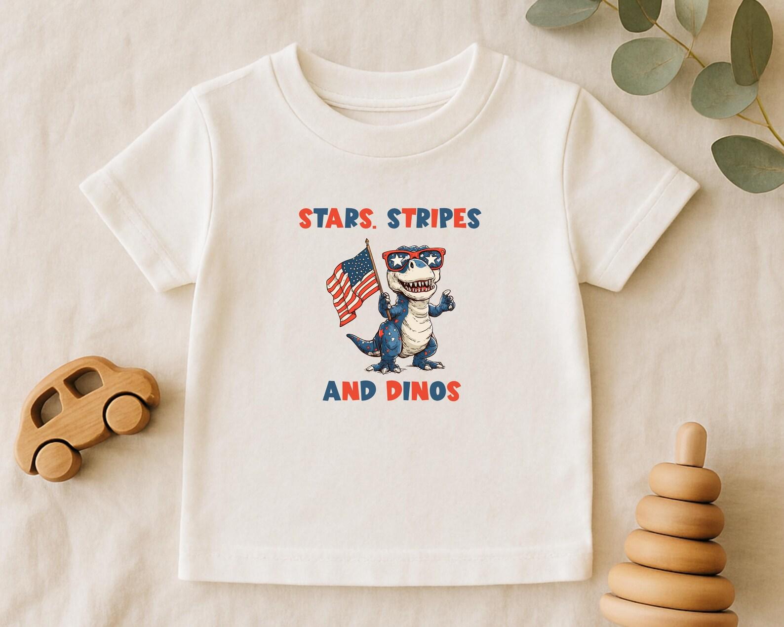 USA Shirt: Freedom Rocks Dinosaur Toddler Tee, Patriotic Kids T-Shirt 100