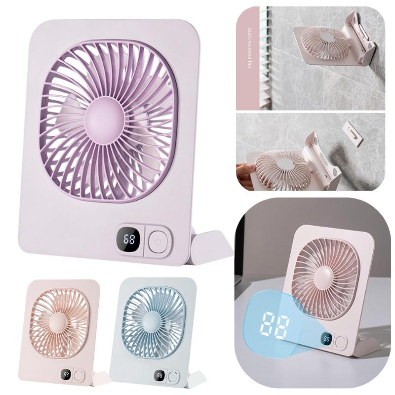 Desk Fan Table Portable USB Rechargeable Foldable Table Fan With 5 Gear Power Display Ultra Quiet Hang Fan For Office Home