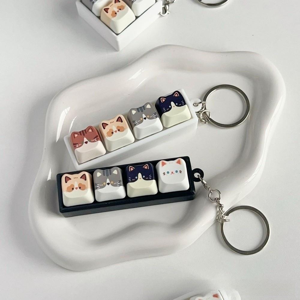 Keyboard Anti-stress Toy Pendant 2/3/4/6/9 Keys Cat Fidget Keychain  Children Adults