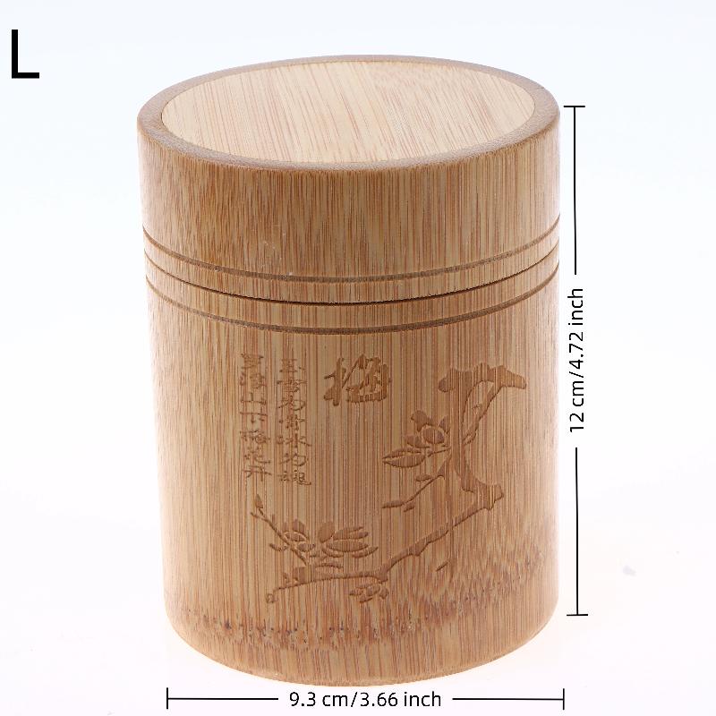 Carved Bamboo Tea Storage Box Lid Seal Tea Canister Food Spice Nut Box Organizer Kitchen Storage Jars Accessories