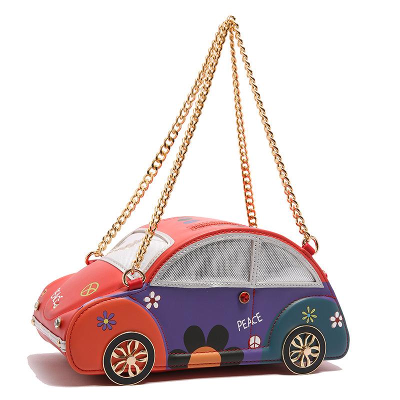 Cute contrasting car bag bag 2025 new Japanese cartoon girl foreign versatile crossbody chain box bag