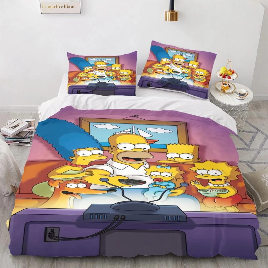 3D Cartoon Duvet Cover Set Simpsons Family Duvet Cover Pillow Case Home Bedding Set Bedroom Decorating Boy Girl Gifts