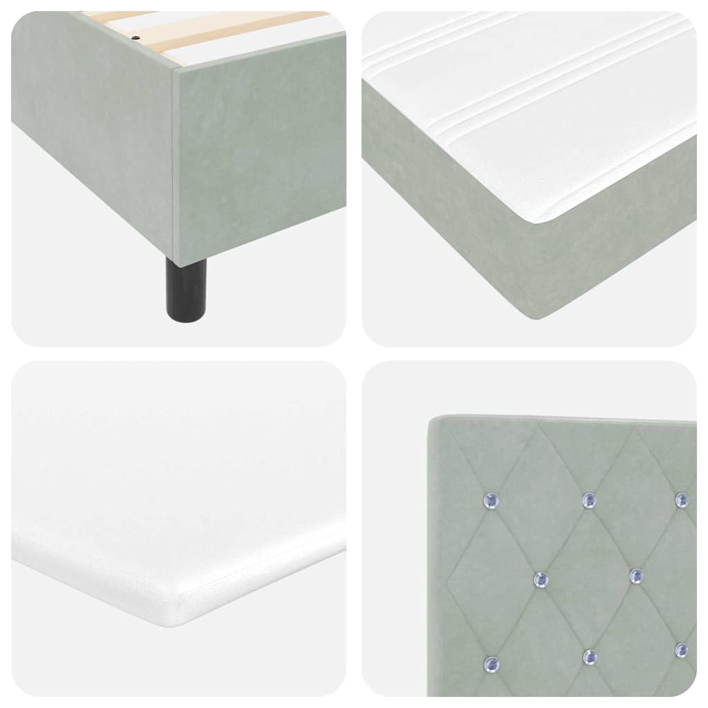 Box Spring Bed with Headboard Light Grey 190 x 120 cm Velvet