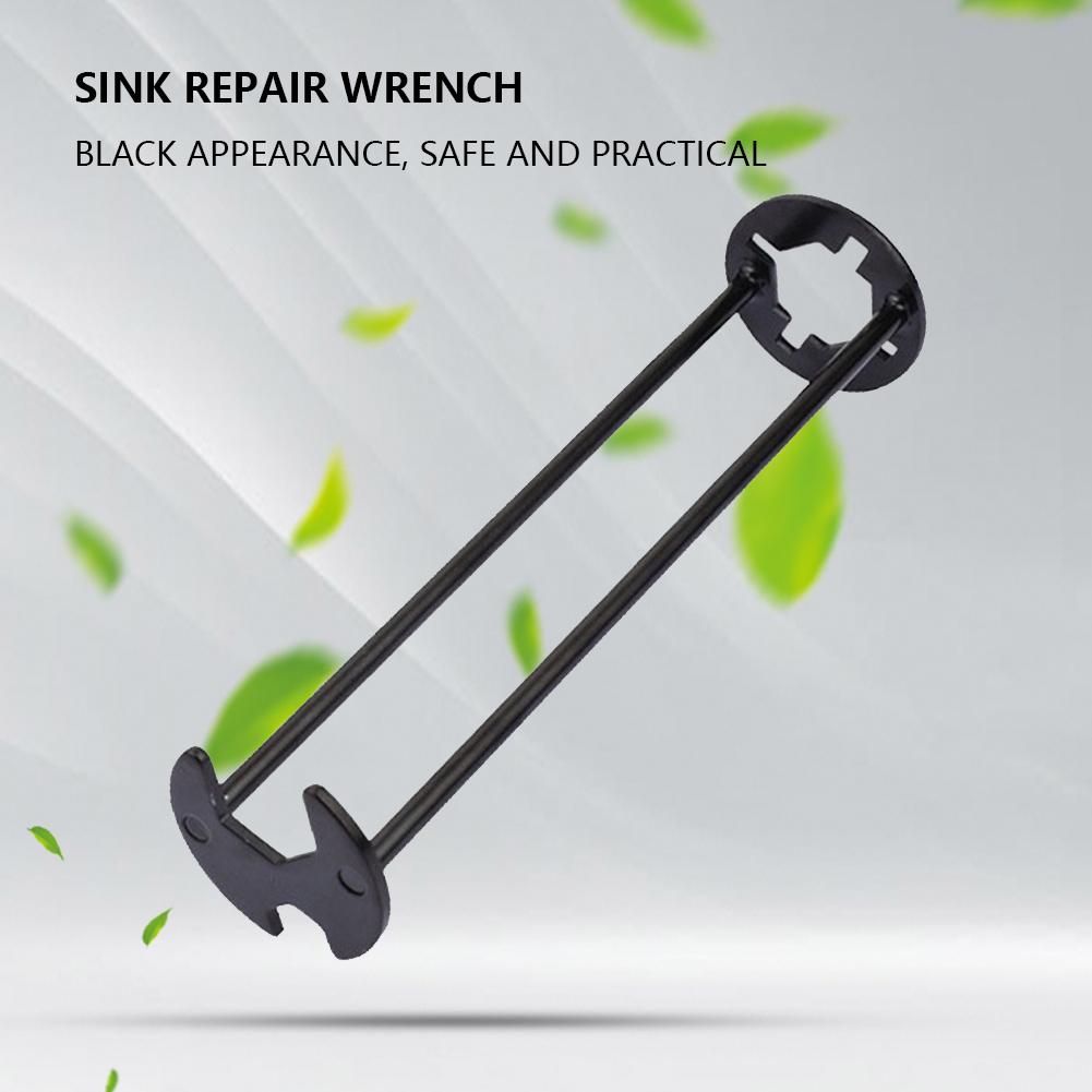 Multifunctional Portable Sink Wrench Carbon Steel Faucet Water Pipe Nuts Spanner Double-Ended Wrench Lightweight for Sink Faucet