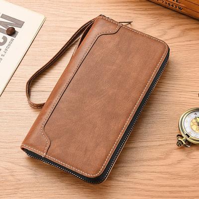 Men's Long Wallet, Zipper Wallet, Multi-card Position, Large Capacity Mobile Phone Clutch Bag, Multi-function Men's Retro Wallet.