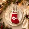 Personalized Christmas Ornaments with Embroidered Text, Knitted Dog and Cutlery Set - Holiday Tree Hanging Decorations