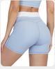 Hohe Taillen Farbe Block Po-Hebende Yoga-Shorts – Damen Gerippte Nude-Gefühl Lauf-Sport-Shorts (Stil 3129)