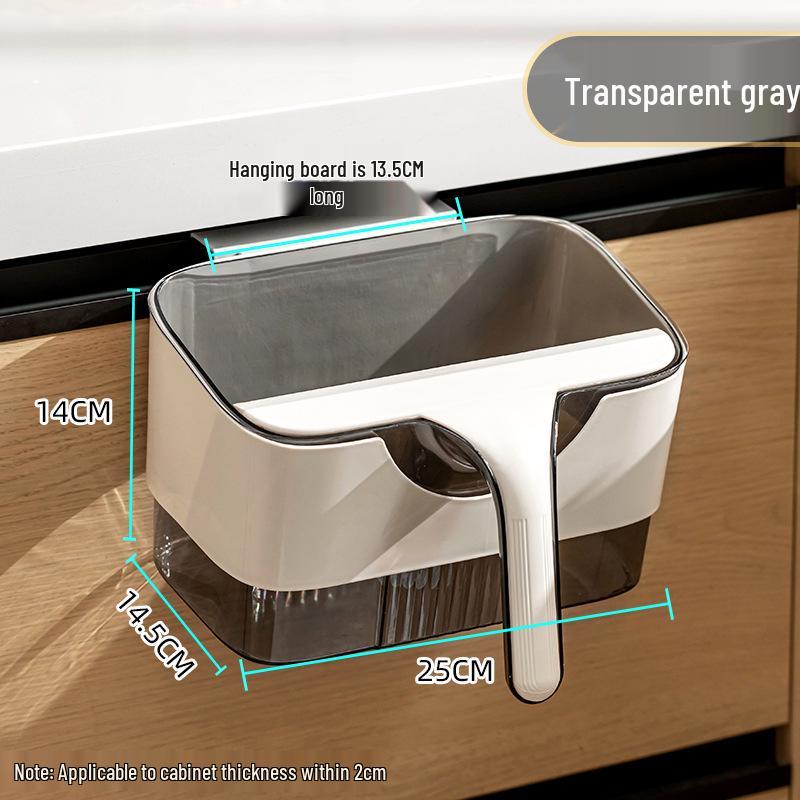 Wall-Mounted Kitchen Trash Can with Scraper - Cabinet Door Hanging Design