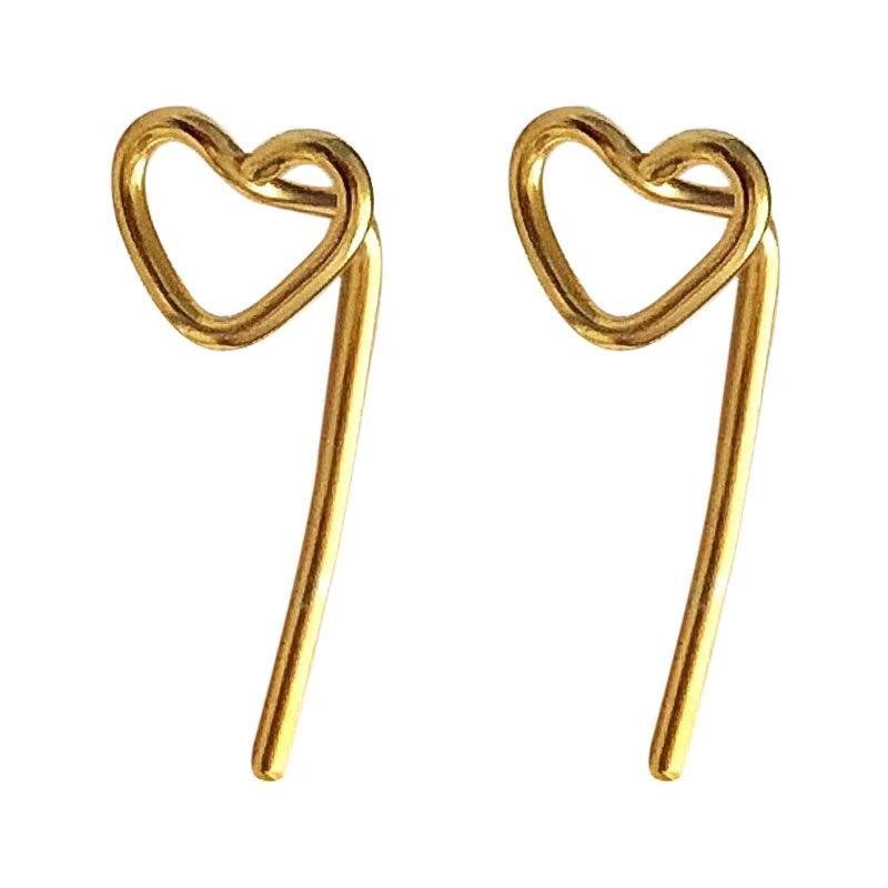 Heart-shaped Love-opened Earrings Simple and Versatile Personality Cold Style Earrings Student Creative Trend