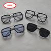 4pcs Square Sunglasses For Men Women Trendy Double Bridges Unisex Sun Glasses Fashion Summer Outdoor Shades Eyewear Accessory