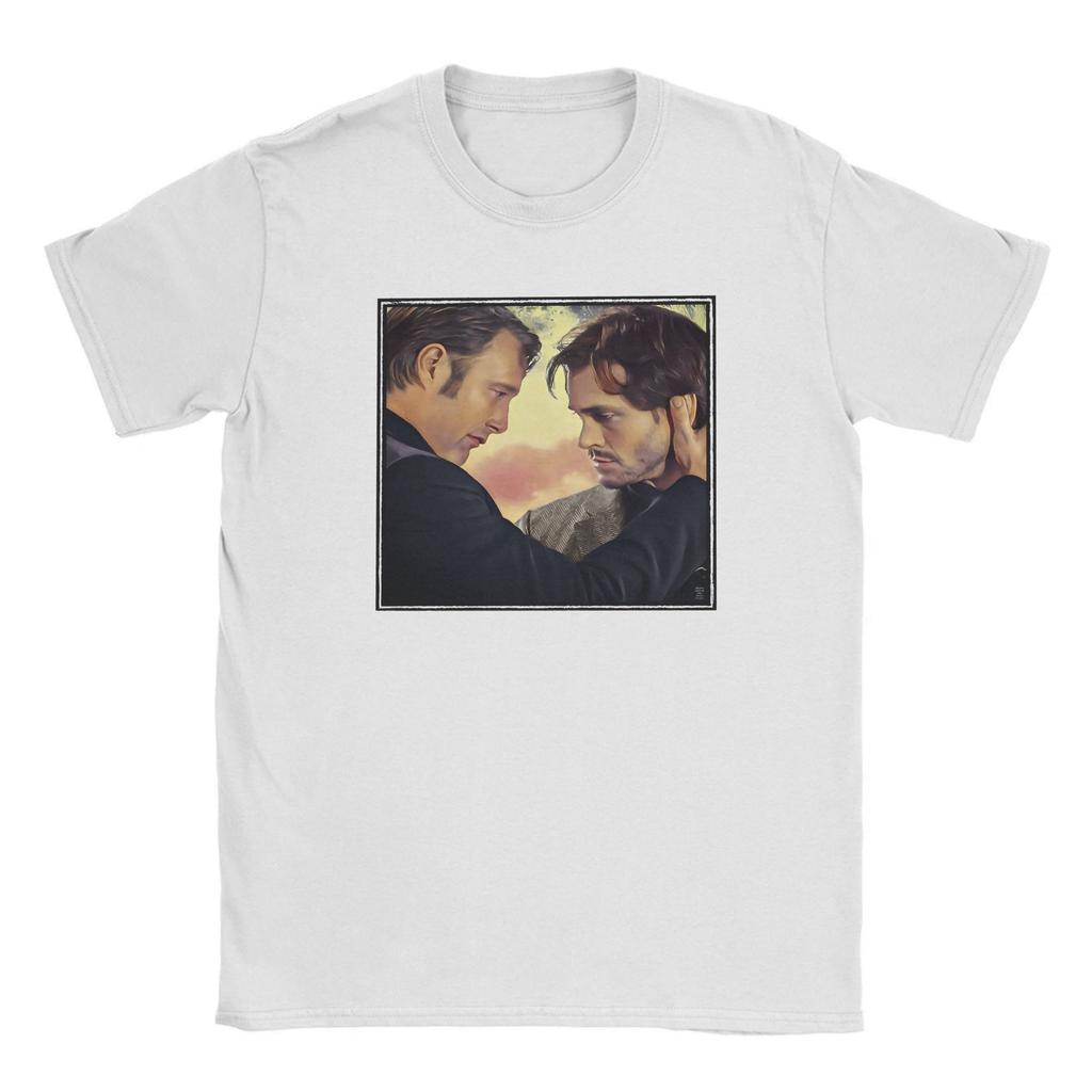 Hannibal und Will Hannigram Sonnenuntergang T-Shirts für Herren Reine Baumwolle Kreative T-Shirts Rundhals Hannibal T-Shirt Kleidung