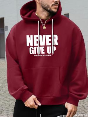Bordo İlham Verici Baskılı Kapüşonlu Üst Günlük Polyester Cepli Sweatshirt Kentsel Yürüyüşler Açık Hava Aktiviteleri Sokak Giyimi Kapüşonlu Üst