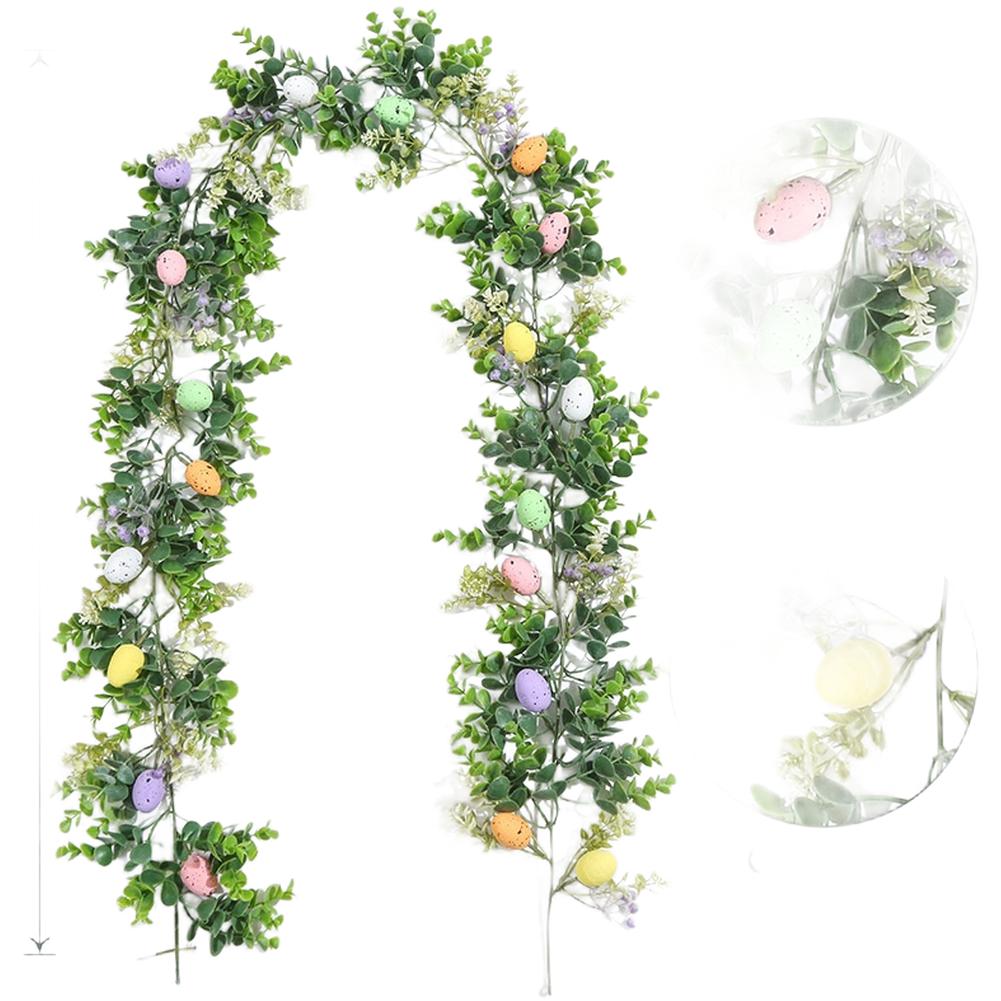 

Spring season artificial vine garland with carrot and egg embellishments for home wall party display 175cm Rattan cane