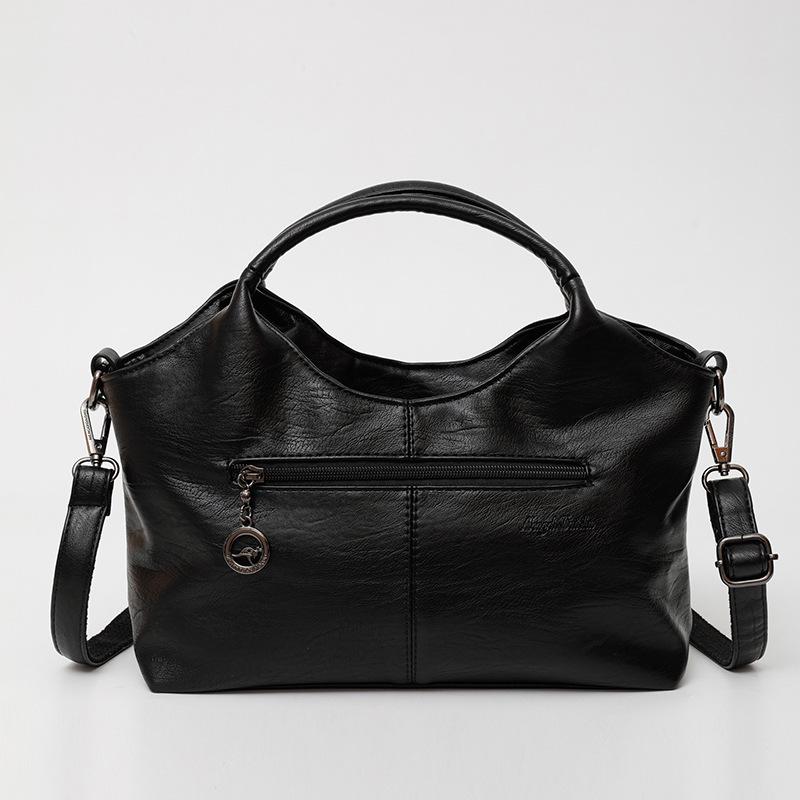 Textured Soft Leather Crossbody Handbag for Middle-Aged Women – Lightweight, Large Capacity, Perfect for Commuting.