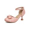 New Sandals Niche Design Bow One-word Buckle High Heels Fairy Fairy Single Shoes