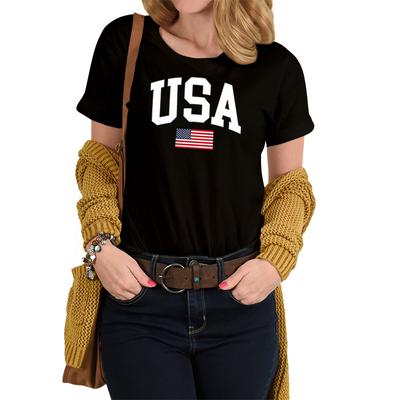 Summer Flag Printed Pure Cotton Short Sleeved Top Casual Versatile Loose Round Neck Women's T-Shirts Women’s