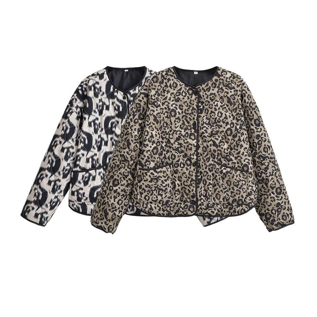 2024 Autumn Women's Cotton Animal Print Jacket - European & American Style Fashion