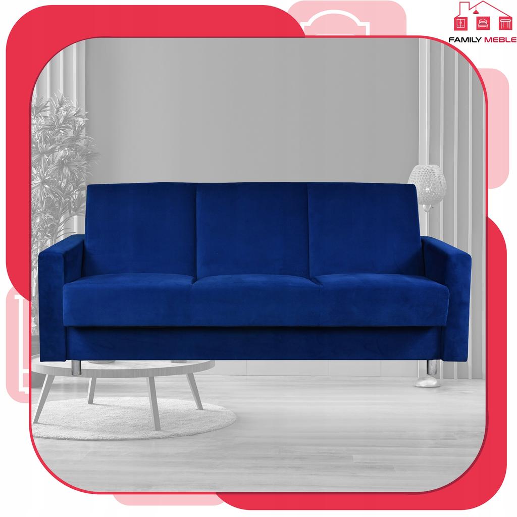 Kanapa sofa Alicja rozkładana wersalka spania bonell łóżko Family meble granatowa