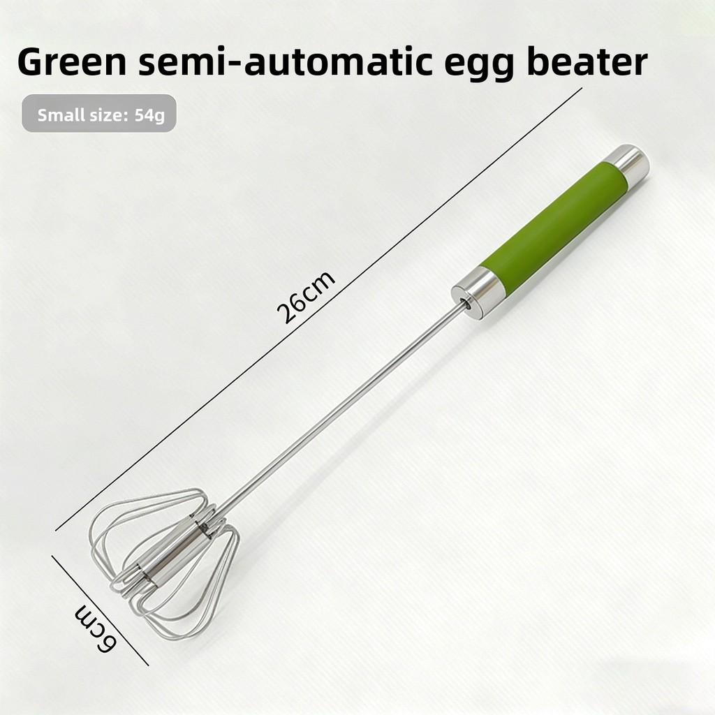 Stainless Steel Handheld Egg Beater With Rotating Whisk For Baking And Cooking