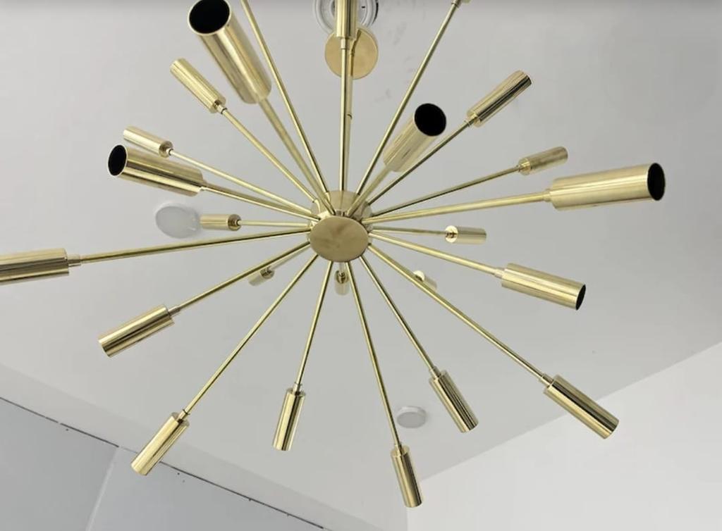 24-ramienne półplafonowe światło sufitowe w stylu mid-century, światła do niskich sufitów, nowoczesny żyrandol, design Stilnova
