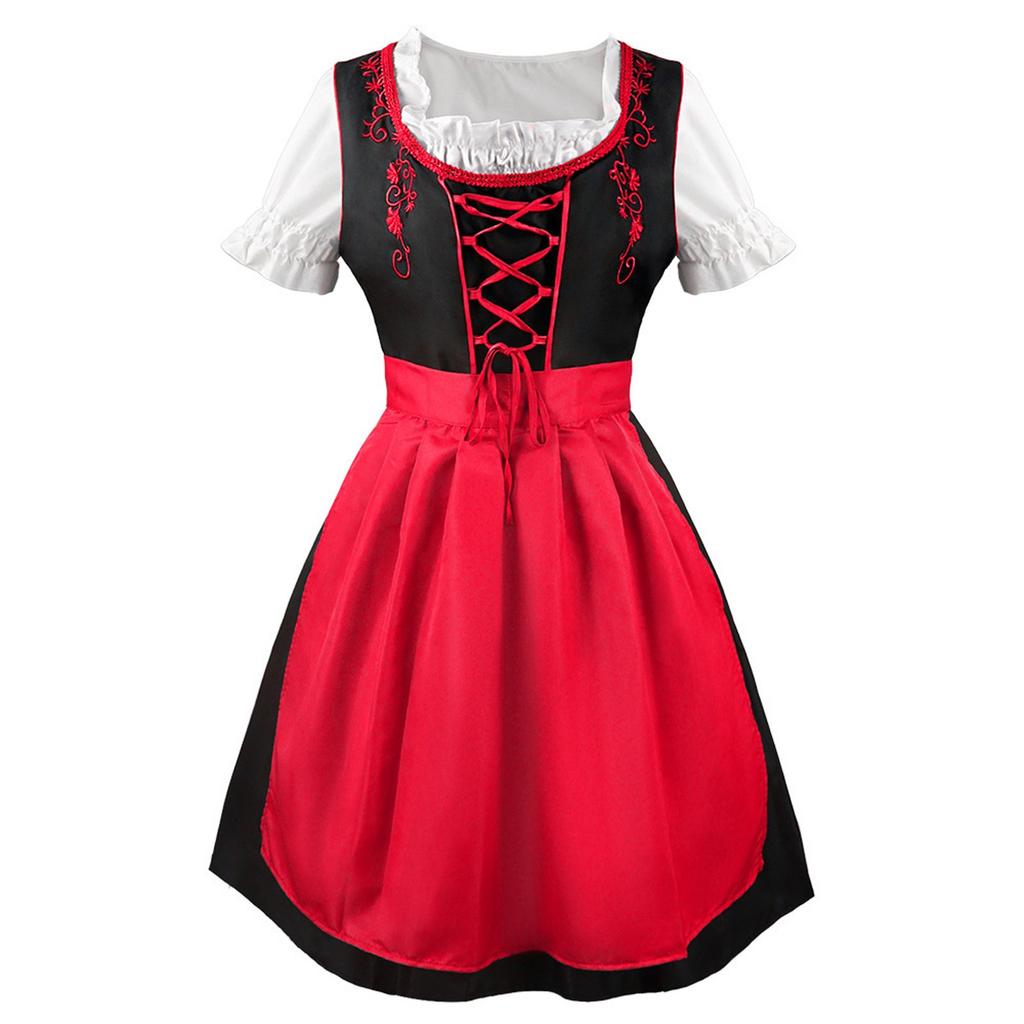 Beer Festival Costume, Women's Performance Costume, Floral Print Square Neck Dress
