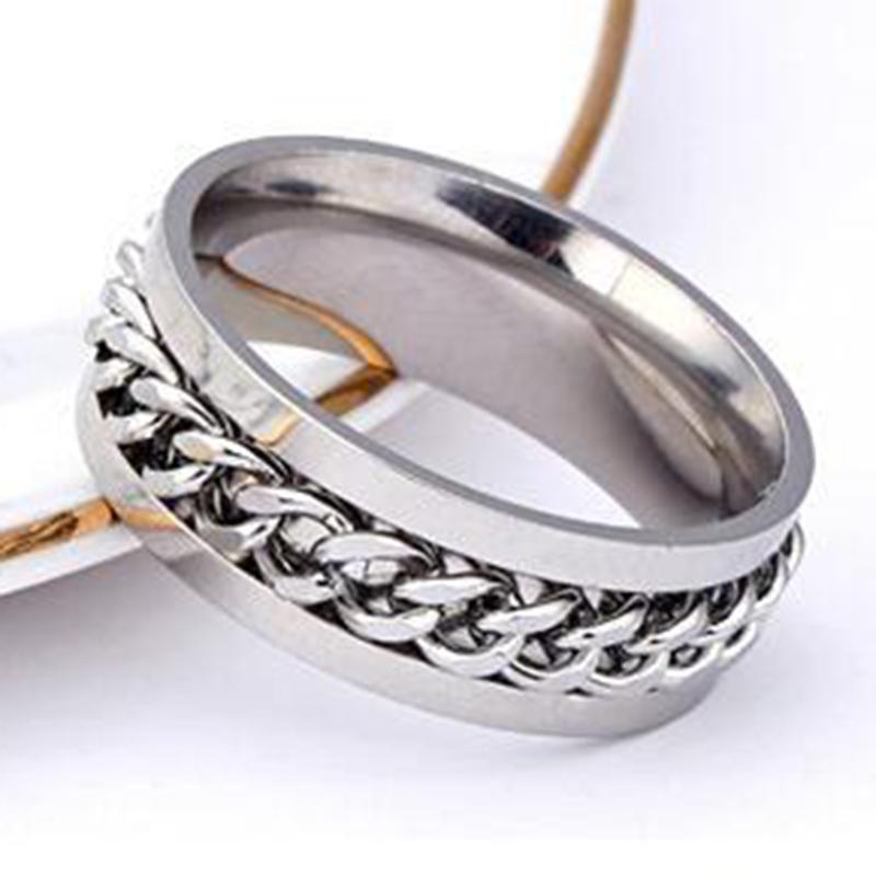 ZHOUYANG Anxiety Ring For Men Spinner Cuban Chain Punk Fidget Rings Titanium Steel Hip Hop Jewelry Accessories Wholesale KAR028
